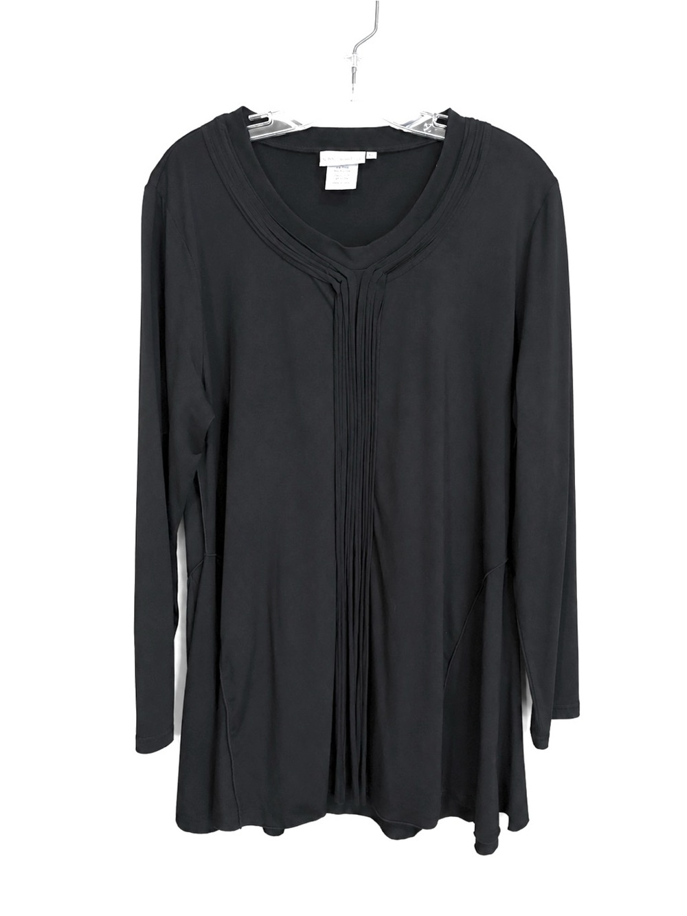 Soft Surroundings Black Corded V-Neck Long Sleeve Tunic Size Extra Large